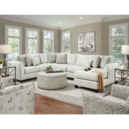 3 Piece Sectional Sofa w/ Full Sleeper in Homecoming Stone Fabric (96"x140")